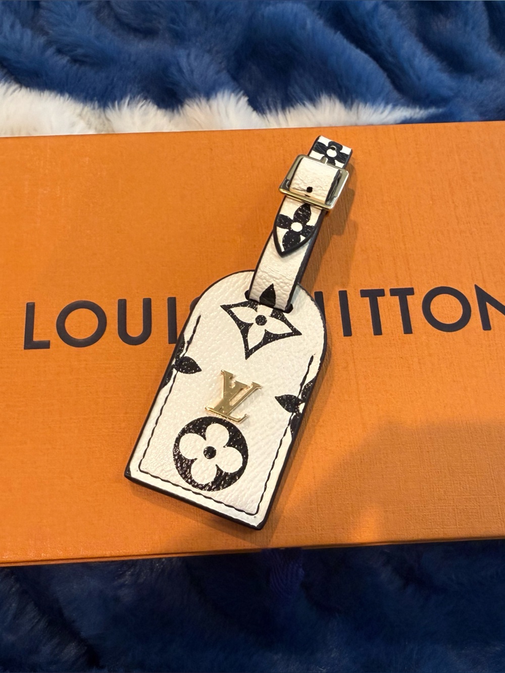 Louis Vuitton White and Black Monogram Leather Bag Charm